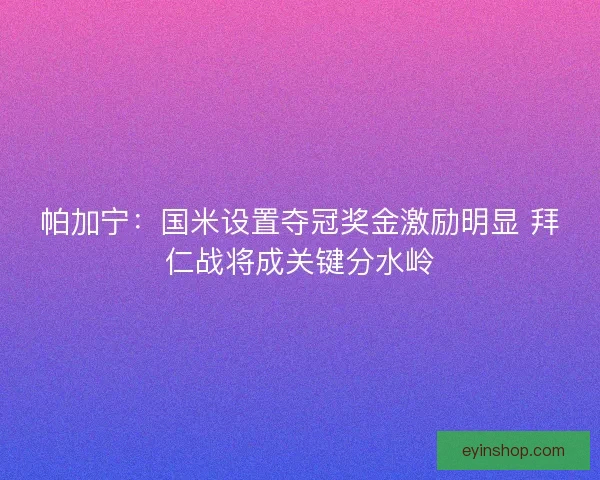 帕加宁:国米设置夺冠奖金激励明显 拜仁战将成关键分水岭 帕加宁:国米设置夺冠奖金激励明显 拜仁战将成关键分水岭